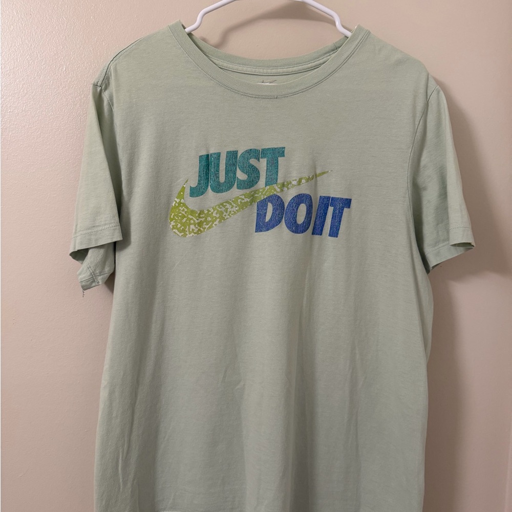Nike Light Green Tee with Blue and Yellow Graphic